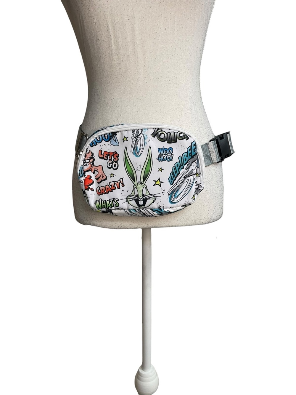 Looney Tunes Cartoon Comic Print Belt Bag Fanny Pack White